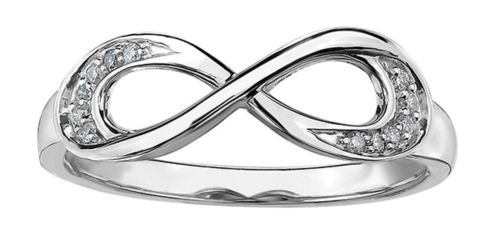 10K White Gold 0.06cttw Infinity Diamond Ring