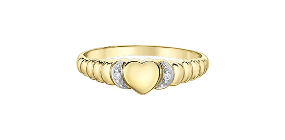10K Yellow Gold 0.013cttw Diamond Signet Ring, size 6.5