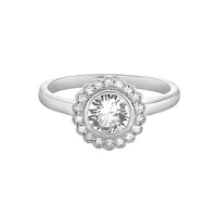 14K White Gold Round White Sapphire Ring