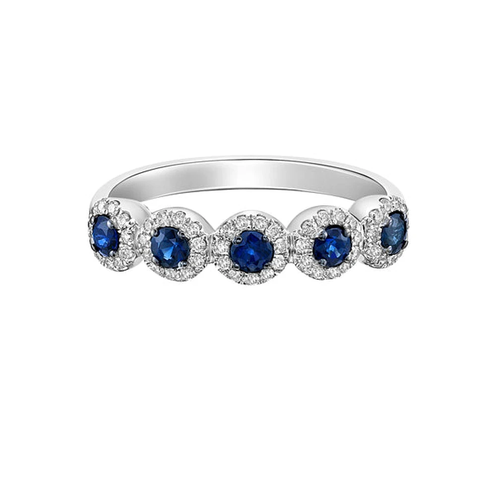 14K Gold Sapphire ring with diamonds