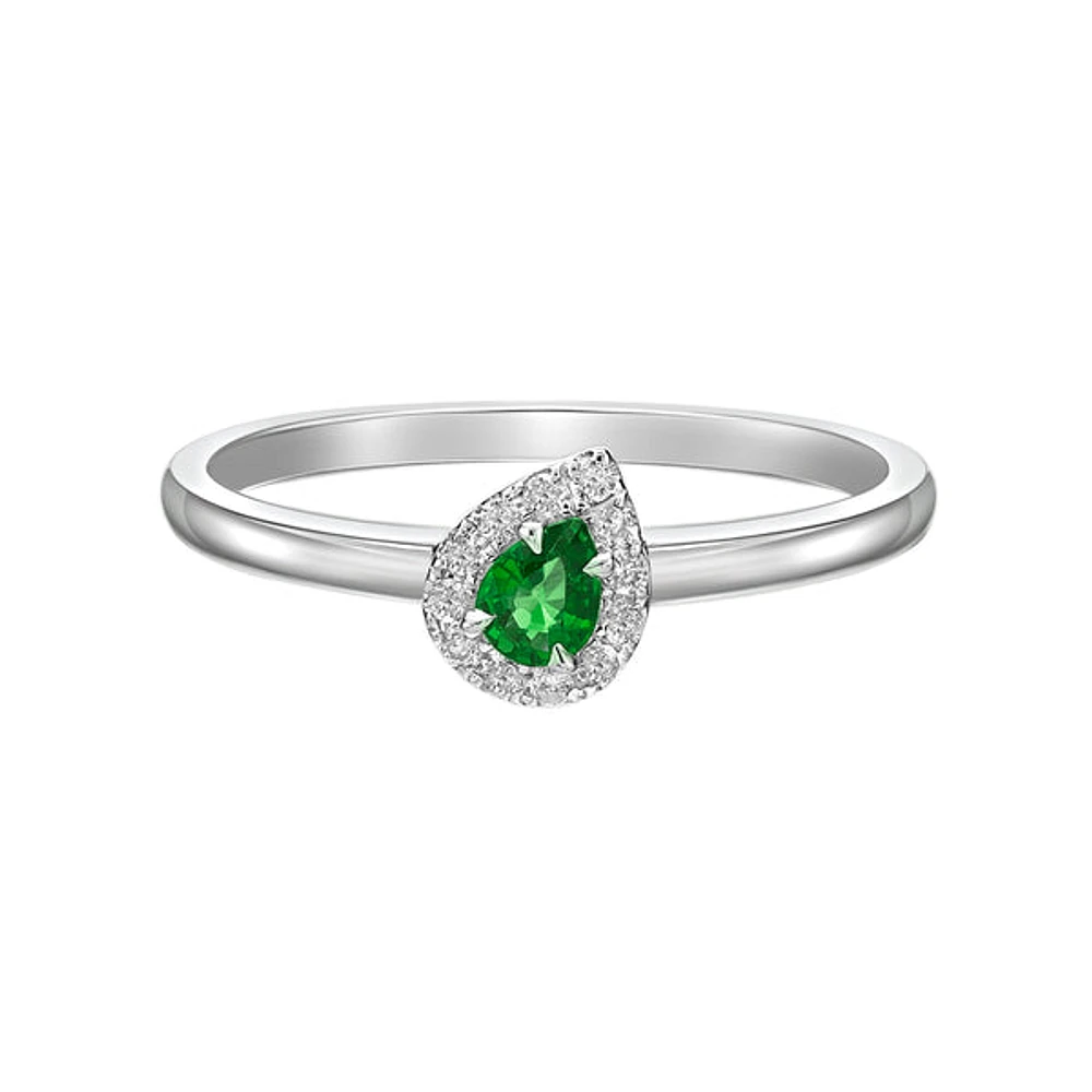 10K White Gold Emerald & diamond ring - 4.5