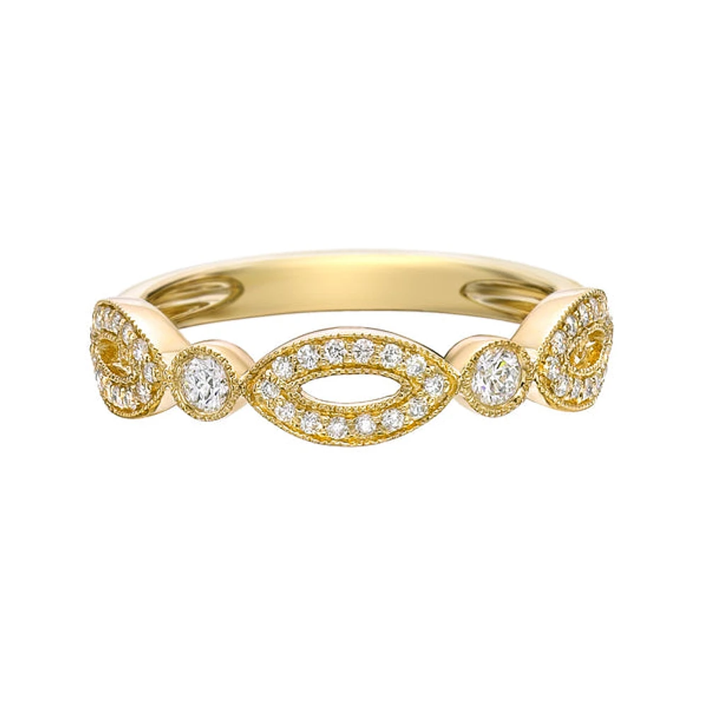 14K Gold 1/4ct twt bezel-set diamond band
