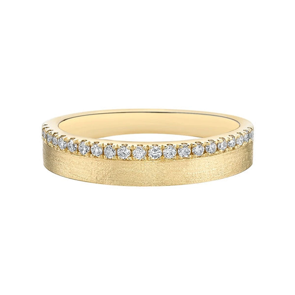 10K Yellow Gold Brushed Gold 0.23cttw diamond wedding band