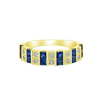 14K Yellow Gold Sapphire ring with diamonds