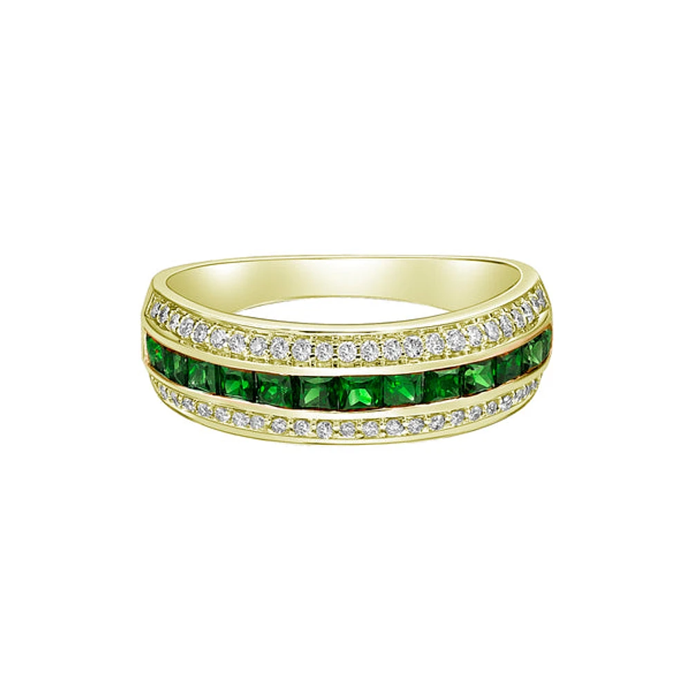 14K Gold Emerald ring with diamonds