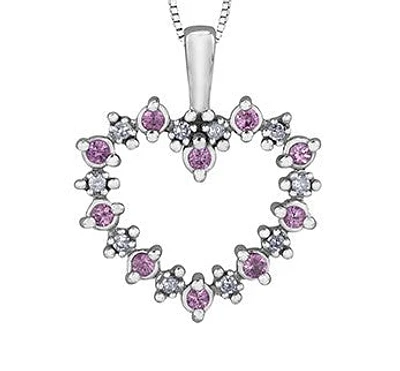 10K Gold cttw Diamond and Sapphire Heart Pendant