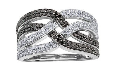 10K White Gold 0.80 cttw Black Diamond Ring