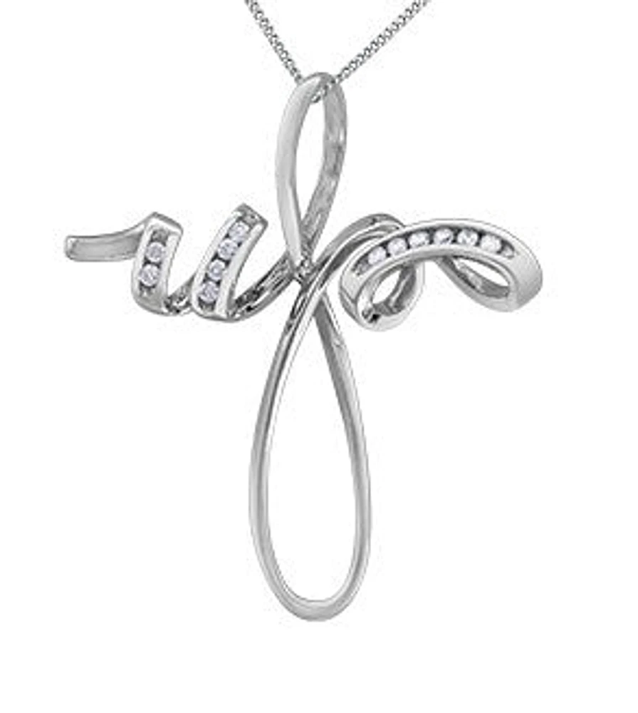 10K White Gold cttw Diamond Cross Pendant