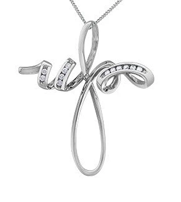 10K White Gold cttw Diamond Cross Pendant