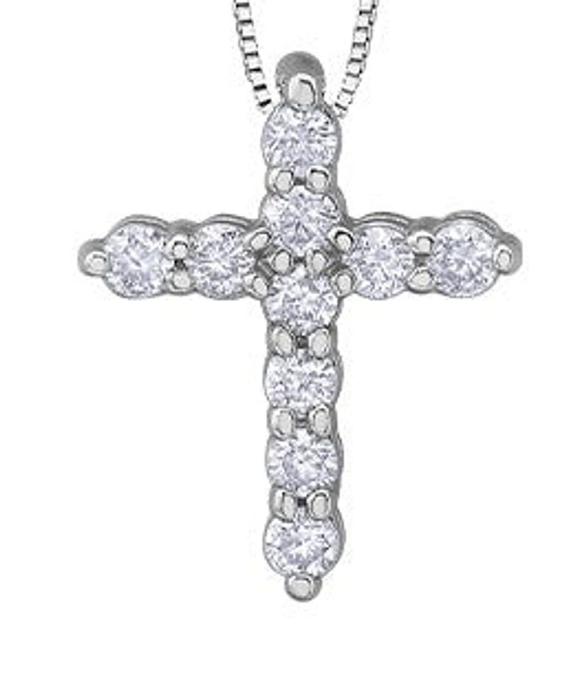 10K White Gold cttw Diamond Cross Pendant