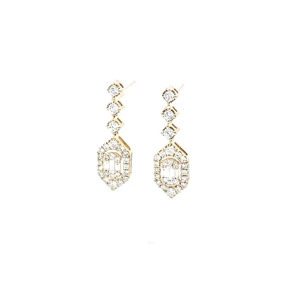 14K Yellow Gold cttw Diamond Earrings
