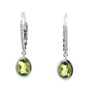 14K White Gold Peridot and Diamond Earrings