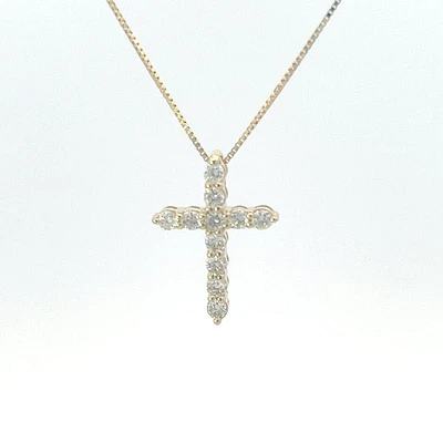 10K Yellow Gold cttw Diamond Cross Pendant