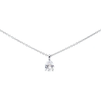 14K White Gold Lab Grown 0.67 cttw Pear Cut Diamond Pendant