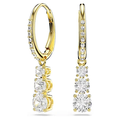 Swarovski Stilla Attract hoop earrings, Round cut, White, Gold-tone plated 5723300
