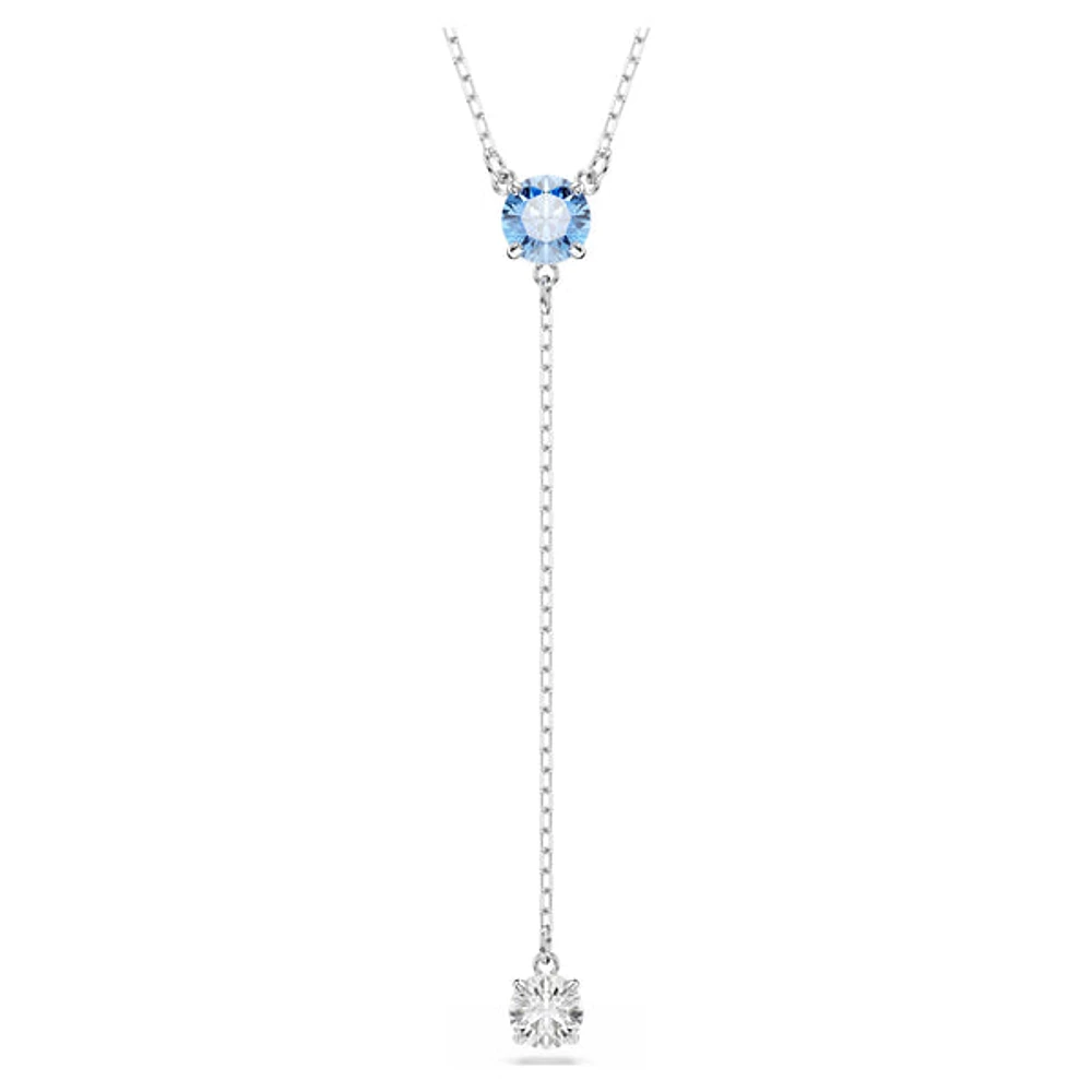 Swarovski Stilla Attract Y necklace, Round cut, Blue, Rhodium plated 5734249