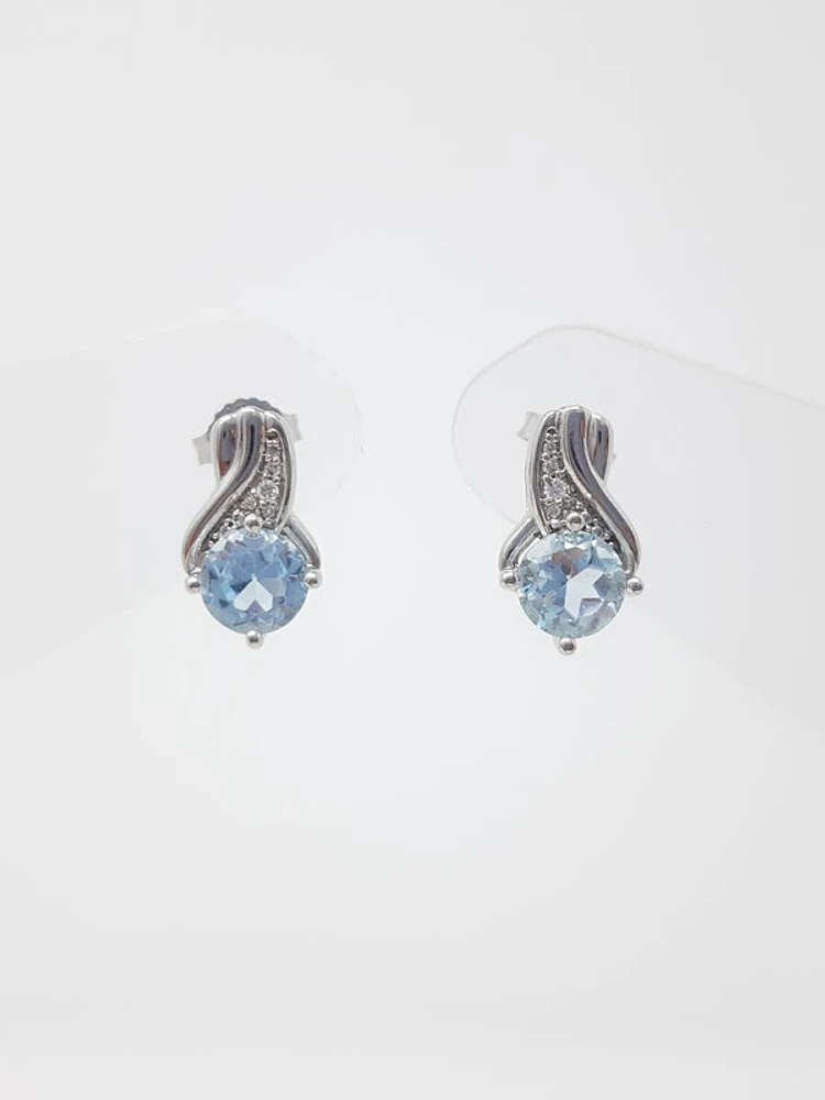 Blue Topaz and Diamond Earrings