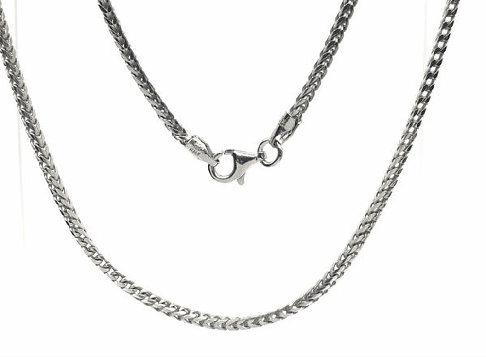 925 Sterling Silver 2.6mm Rhodium Plated Franco Chain - 22 Inches