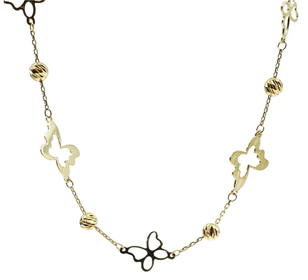 10K Yellow Gold Butterfly Links Bracelet - 7.25 Inches