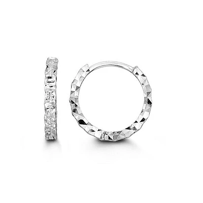 10K White Gold 14mm Hoop / Huggie / Hinged Earrings