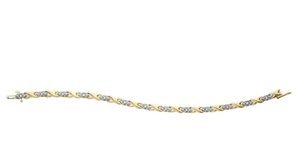 10K Yellow Gold 0.10cttw Diamond Tennis Bracelet