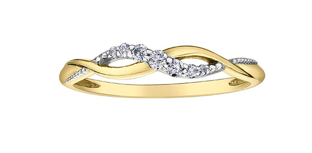 10K Yellow Gold Diamond 0.10cttw Ring - 4.5