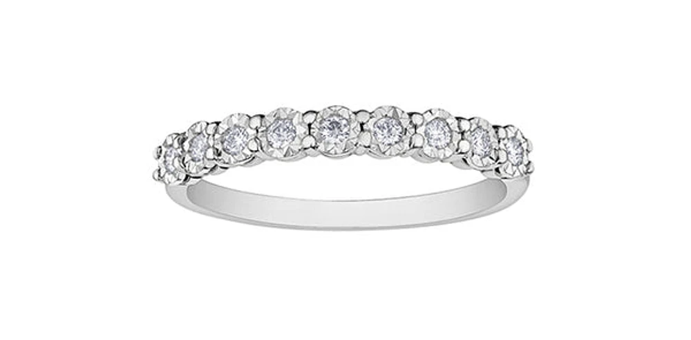 10K White Gold 0.15cttw Illusion Setting Diamond Ring, size 6.5