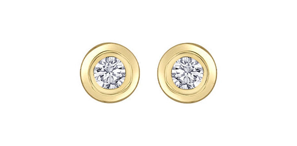 14K Gold 0.20cttw Canadian Diamond Bezel Set Earrings