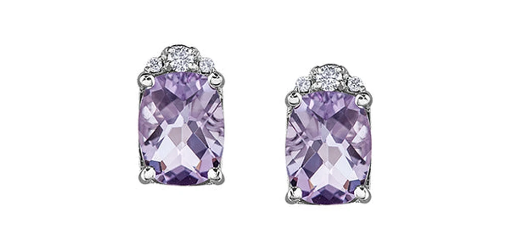 10K White Gold Amethyst and Diamond Earrings