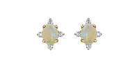 10K Yellow Gold Opal and Diamond Earrings