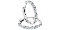 14K White Gold 1.00cttw Lab Grown Diamond Huggies - 21mm