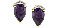 10K Yellow Gold Amethyst and Diamond Earrings