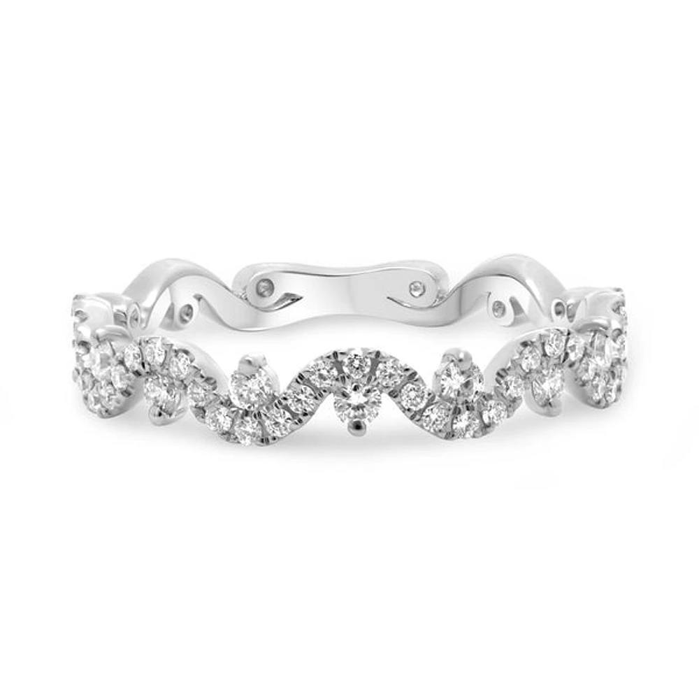 14K White Gold Wavy Pave 0.38cttw Diamond Band - / 4.5