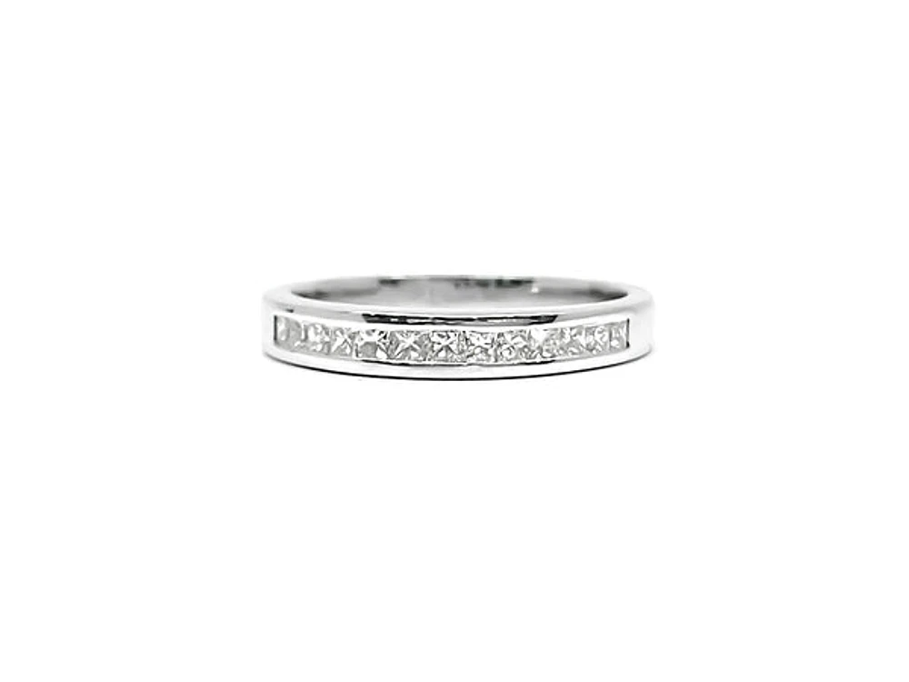 14K White Gold 0.40ctts Princess Cut Diamond Wedding Band - ct