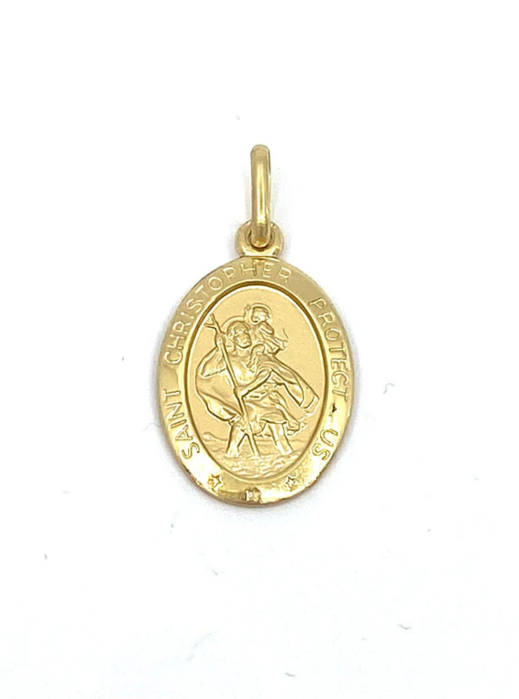10K Gold Oval St. Christopher's 3D Charm