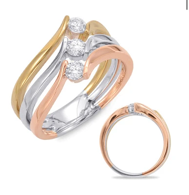 14K Tri Tone Gold 0.40cttw Diamond Ring, size 6