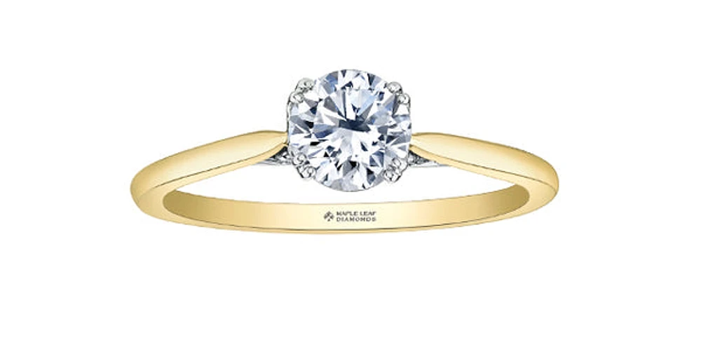 18K Yellow and Palladium Gold 0.536cttw Canadian Diamond Ring - Size 6.25