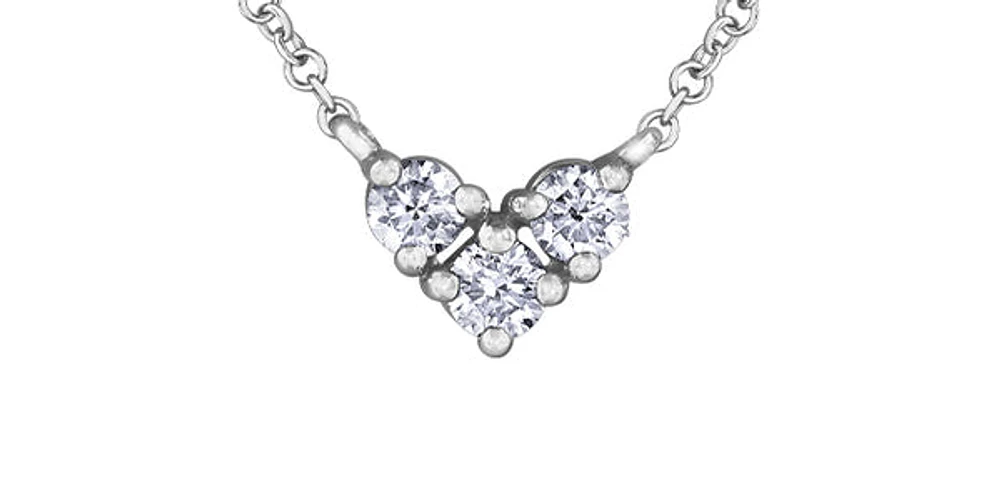 10K White Gold 0.25cttwDiamond Heart Pendant, 18"