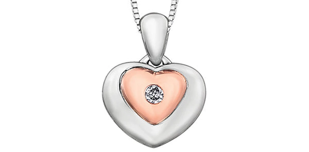 10K Rose Gold & Sterling Silver Diamond Necklace