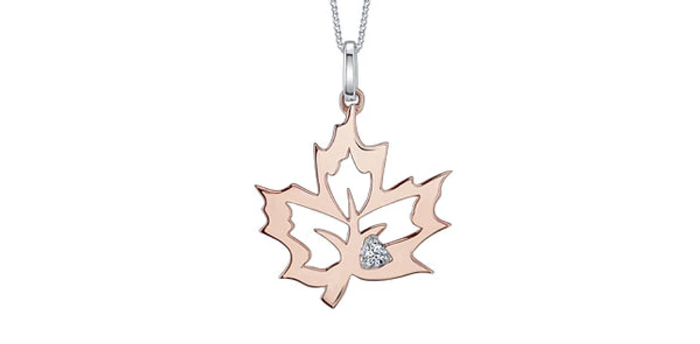 10K Rose Gold 0.02cttw Canadian Diamond Pendant, 18"