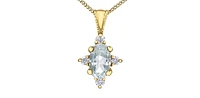 10K Yellow Gold White Topaz and Diamond Pendant, 18"