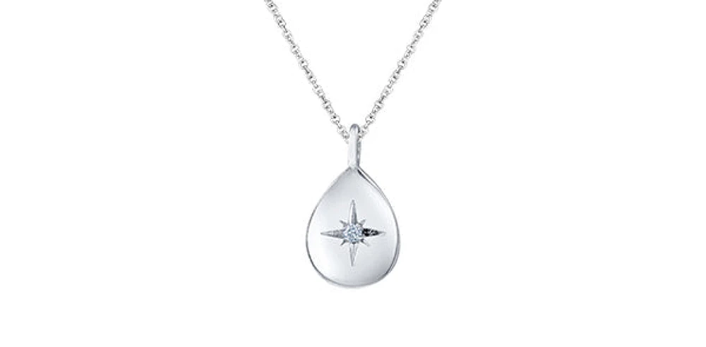 10K White Gold 0.02cttw Canadian Diamond Pendant