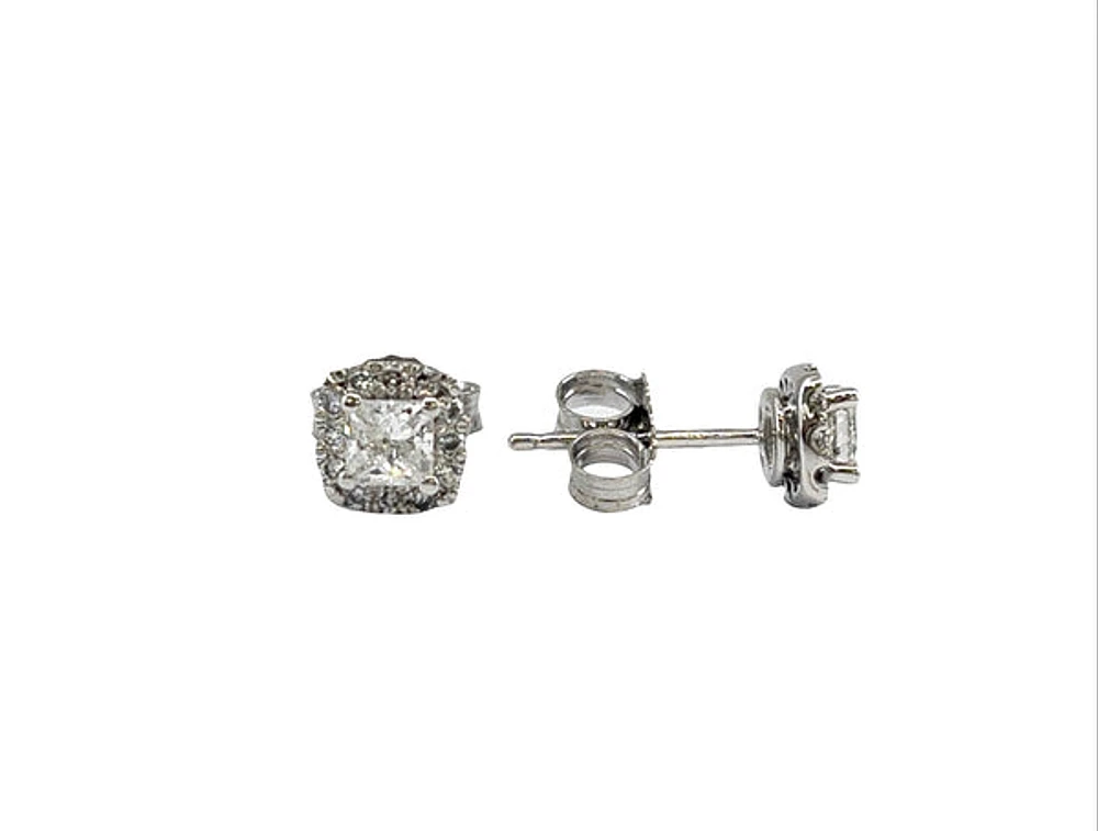 14K White Gold 0.22cttw Canadian Diamond Princess Cut Earring