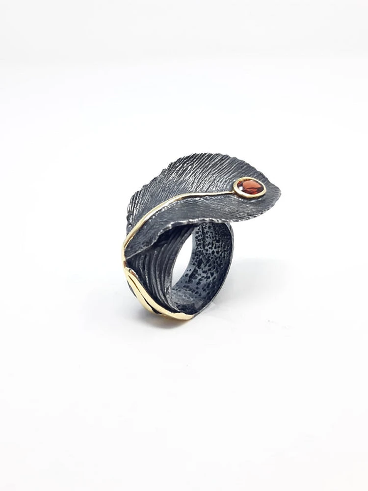 Silver and Garnet Ring