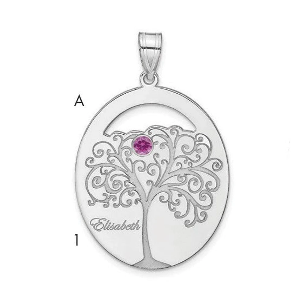 Sterling Silver Crystal Birthstone with Sterling Silver Bezel Family Pendant (up to 6 names and birthstones)