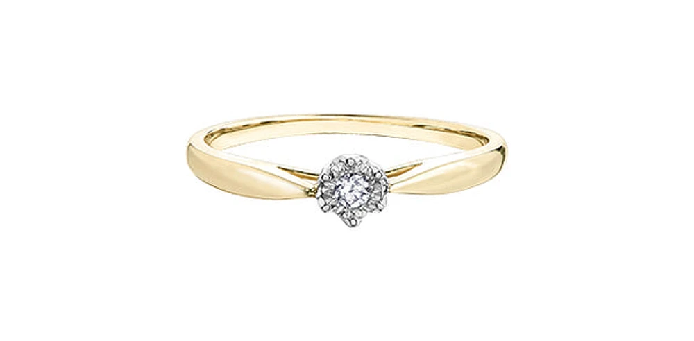 10K Yellow & White Gold 0.05cttw Diamond Promise / Engagement Ring, Size 6.5