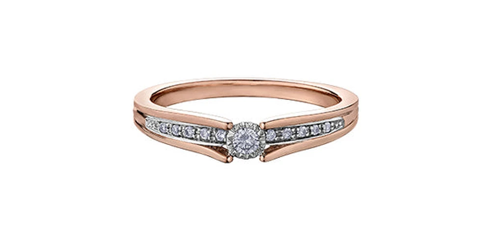 10K Rose Gold 0.10cttw Diamond Ring