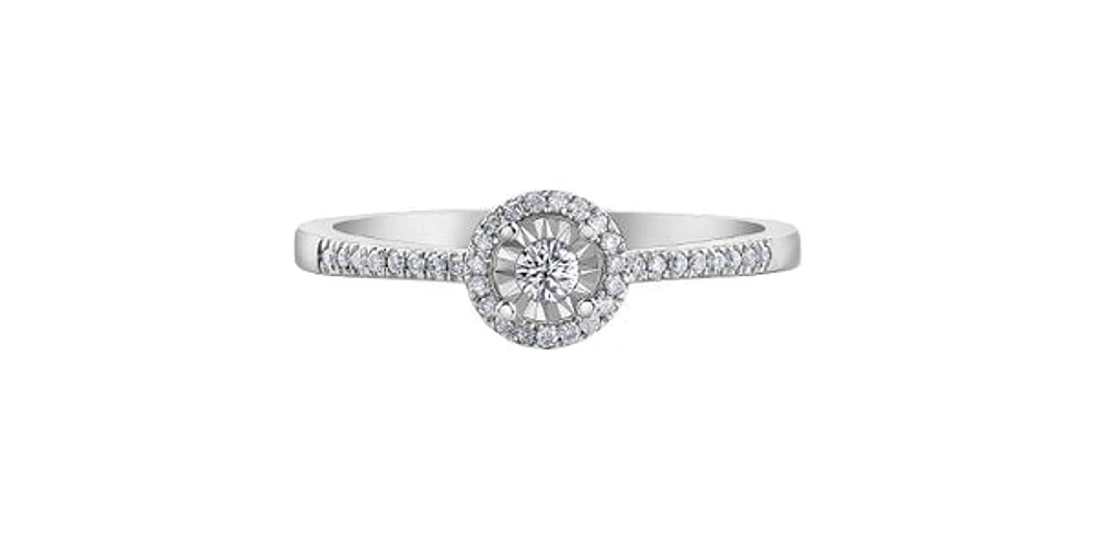 10K White Gold 0.15cttw Round Brilliant Cut Diamond Halo Engagement Ring - / 4.5