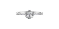 10K White Gold 0.15cttw Round Brilliant Cut Diamond Halo Engagement Ring - / 4.5