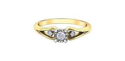 10K Yellow & White Gold 0.15cttw Diamond Engagement Ring, Size 6.5